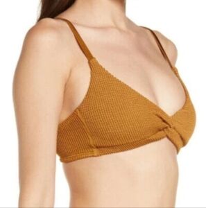 NWT Good American Women Crinkle Fit Twist Always Bikini Top Bra sz 2/M Bronze